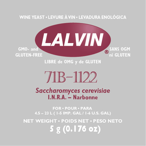 Lalvin Wine Yeast - 71B-1122, 5g (Clearance BB: 06-2024)