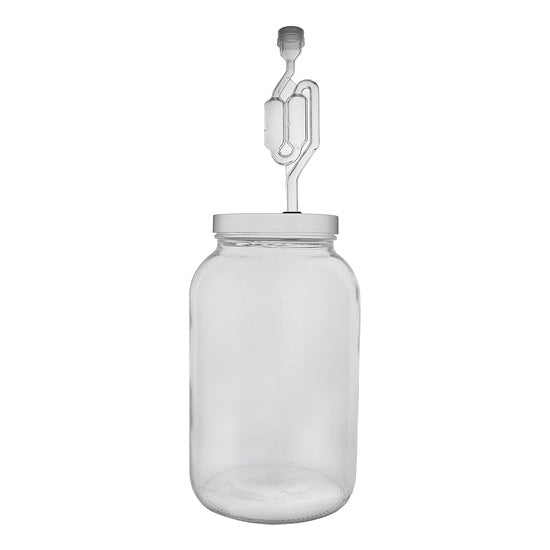 Wide Mouth Glass Jar, 1 US Gal (3.79 L), Clear, with Lid & Airlock