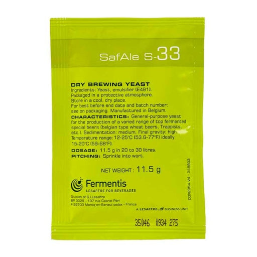 SafAle S-33 Dry Brewing Yeast (11.5g)